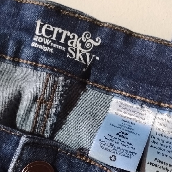 Terra & Sky Dark Blue Straight Leg Jeans 20W Petite - Picture 3 of 9